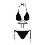 Beria Kadın Çapraz Bağlama Detaylı Üçgen İpli Siyah Bikini Takımı