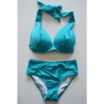 Beria Kadın Yarım Dolgulu Turkuaz Yüksek Bel Bikini Takımı