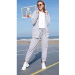 Berika Mila Gri Kadın Fermuarlı Kapüşonlu Oversize & Bol Kesim Sweatshirt