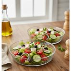 Berina Home 2 Li Salata Tabağı Seti - 2 Li Cam Salata Kasesi - 24 cm Büyük Boy -2 Adet Sunum Kasesi – Şık Desenli, Yerli Üretim