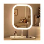 Berina Home 3 Mod LED Işıklı Makyaj Aynası USB Şarjlı Dikdörtgen Masa Üstü Makyaj Aynası Dokunmatik - Beyaz