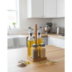 Berina Home 4'lü Cam Zeytinyağlık & Sirkelik & Baharatlık & Tuzluk Seti – Ahşap Standlı, Şık Tasarım (250ML) Yağlık - Yağdanlık