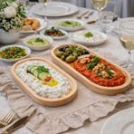 Berina Home Ahşap Sunum Tabağı Seti - Sunumluk ve Servis Tepsisi - Bambu Tarzı Kahvaltı Sunumluğu - Peynir Sunumluğu - Kahve Sunumluğu - 2 adet