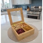 Berina Home Bambu 4 Bölmeli Çerezlik Organizer – Doğal Bambu Sunumluk - Bambu Atıştırmalık Kutusu - Bambu Düzenleyici