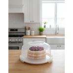 Berina Home Kilitli Kapaklı Kek ve Pasta Fanusu 34 cm Büyük Boy – 7 Litre Krem Renk | Taşınabilir, Bpa Free, Bulaşık Makinesine Uygun
