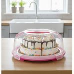 Berina Home Kilitli Kapaklı Kek ve Pasta Fanusu 34 cm Büyük Boy – 7 Litre | Taşınabilir, Bpa Free, Bulaşık Makinesine Uygun - Pembe