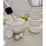 Berina Home Mikser Kase & Karıştırma Kabı Set + 4'lü Kase Set - 3 Litre Çırpma Kabı - BPA içermez - Bpa Free - PP5 - Krem