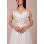 berissima bride Sereni Helen Nikah Elbisesi & Gelinlik, Dantel İşlemeli, Askılı Kol, Tasarım Kedi Kulağı Yaka