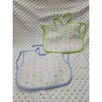 Berkaysun Tekstilden Pamuklu Bebek Mama Önlüğü Arkası Naylon 2 Adet 25X30cm Koldan Geçmeli - Mavi - Yeşil - 6 - 12 Ay