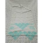 Berkaysun Tekstilden Pamuklu Kadife Iğne Oyalı El Yüz Havlusu - 50 x 90 cm - Beyaz - Mint Yeşili