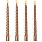 Berkebun 10" Spiral Bronz Mumlar-4'lü Set - Metalik Konik Spiral Mum - Uzun Şamdanlar, Ev Yemeği, Parti, Düğün, Cadılar Bayramı, Noel Mumları (4, Bronz, 10 inç)
