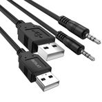 BERLAT 3,5 mm Erkek AUX Ses Jakı - USB 2.0 Erkek Şarj Kablosu Adaptör Kablosu, 2 paket Ses Araba Stereo Jak Kabloları, USB 2.0, USB Bağlantı Kiti, Müzik Çalar için - 1,0 m (Veri Aktarımını Destekler)
