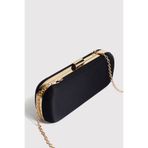 Berlesi Siyah Kadın Saten Gold Kapaklı Clutch Abiye Çanta