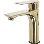 Berloı Lavabo Bataryası, Modern Tek Kulp Tasarım, Pirinç Gövde, G1/2 Bağlantılı Sabit Musluk - Altın