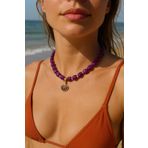 Bermecy Velvet Pearl | Mor Deniz kabuğu Kolye