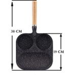 Bermira Home Collection 3 Bölmeli Çok Amaçlı Döküm Pankek Omlet Krep Tavası 38X19 cm Döküm Malzeme - Siyah