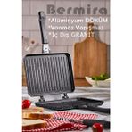 Bermira Home Collection Bermira Granit Döküm Ocak Üstü El Tost Makinesi Siyah Alüminyum Yapışmaz Yüzeyli 4 Dilim Kapasite
