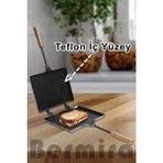 Bermira Home Collection Teflon İç Yüzeyli Tost Makinesi 24 cm x 18 cm Alüminyum Materyal ile Kolay Pişirme - Siyah