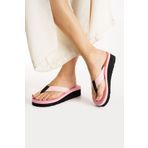 Bermody Kaila Pembe Platform Dolgu Topuk 4,5 cm Kumaşlı Parmak Arası Acıtmaz Kadın Terlik
