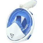 Bermuda Tam Yüz Maske Dalış Maskesi Antifog Snorkel Yüzücü Gözlük Fulface - XS - Mavi