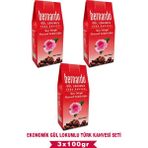Bernardo 3lü Gül Lokumlu Türk Kahvesi Ekonomik Set 100GR X3 - Cafe Crema - 300 gr