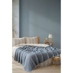 Berolige Easy Müslin Iplik Boya Çift Kişilik Yatak Örtüsü Indigo Mavi - 200 x 230 cm