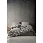 Berolige Shirt 100% Pamuklu Çift Kişilik Yıkamalı Iplik Boya Çizgili Nevresim Takımı Antrasit - 200 x 220 cm - Gri