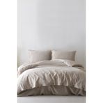 Berolige Shirt Pamuklu Tek Kişilik Çizgili Nevresim Takımı Kahverengi - 160 x 220 cm - Bej