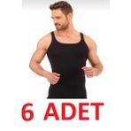 Berrak 1044 (S-48) Erkek Siyah 6 ADET İnce Askılı Fitilli Kaşkorse Atlet