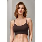Berrak 2648 3'lü Kadın Lazer Kesim Crop Atlet - Kahve - XL