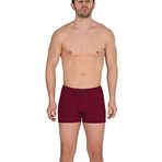 Berrak 3 Adet Bordo Renk İnce Kemerli Modal Boxer Kırmızı XL