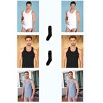 Berrak Erkek Atlet, 6'lı Klasik Pamuklu, Siyah-Beyaz-Gri, 3XL Beden, Bambu Çorap Hediyeli