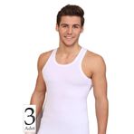Berrak Erkek Beyaz Ribana Rambo Atlet, 3'lü Paket, XL Beden