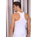 Berrak Erkek Beyaz Ribana Rambo Atlet, Slim Fit, XL Beden
