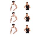 Berrak Erkek Beyaz-Siyah İnce Askılı Kaşkorse Atlet, 6'lı Set, L Beden