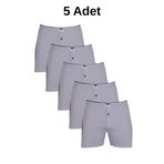 Berrak Erkek Boxer, Penye, 5'li Paket, Gri, 3XL Beden