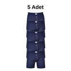 Berrak Erkek Boxer, Penye Kumaş, 5'li Paket, Lacivert, XL Beden