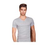 Berrak Erkek Yarım Kol V Yaka Kaşkorse Atlet T-shirt, Gri, S Beden