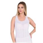 Berrak Kadın Beyaz Kalp Desenli Geniş Askılı Atlet, 6'lı Set, S Beden