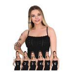 Berrak Kadın Ince Askılı Atlet 8050,%100 Pamuk, Siyah, XL Beden, 6 Adet Set