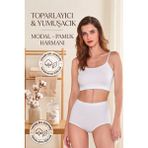 Berrak Kadın Modal Pamuk Karışımlı Yüksek Bel Toparlayıcı Külot / 1 Adet - XL - Beyaz