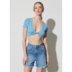 Berrak Tüzünataç X Wrangler V Yaka Kısa Kol Regular Fit Mavi Bluz W231671400