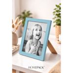 BERRAVIA 15x21 cm Açık Mavi Ahşap Çerçeveli Masaüstü Resim Çerçevesi, Fotoğraf Çerçevesi, AÇIKMAVİ
