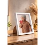 BERRAVIA 15x21 cm Kalın Beyaz Ahşap Çerçeveli Masaüstü Resim Çerçevesi, Fotoğraf Çerçevesi, BEYAZ