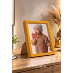 BERRAVIA 15x21 cm Kalın Sarı Ahşap Çerçeveli Masaüstü Resim Çerçevesi, Fotoğraf Çerçevesi, SARI