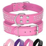 Berry Pet Yapay Elmas Köpek Tasması - 3,8 cm Genişliğinde Deri Parlak Kristal Elmaslarla Yapılmıştır - Orta ve Büyük Köpek Yürüyüşü için Parlayan Evcil Hayvan Görünümü, 38,1 cm - 45,7 cm, Canlı Pembe