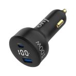 Berry Store 100W LED Ekranlı Type-C + Usb-A Araç Şarj Aleti iPhone & Android & Notebook Araç Içi Şarj Cihazı - 00-Siyah - Beyaz