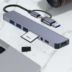 Berry Store Jouis USB Çoğaltıcı Dönüştürücü Adaptör Port Type C USB 3.0 Hub For Mac Book Pro Air Otg USB 3.0 Adapter Type-C Çevirici USB Hub - (Kaliteli ve Hızlı) (8 In 1 Otg)