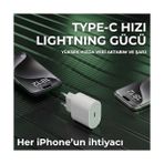Berry Store Nodar 20W Usb-C To Lightning Pd Hızlı Şarj Seti | 1 Metre iPhone Şarj Kablosu Dahil | Dinamik Hızlı Şarj, Kısa Devre Korumalı | Beyaz - 00-Siyah - Beyaz