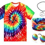 Berrysun Hippie kostüm seti, 70'li yıllar kostüm seti, hippi tişört, gözlük, barış, kolye, alın bandı, erkekler için, 60'lı yıllar, 70'li yıllar, parti, karnaval